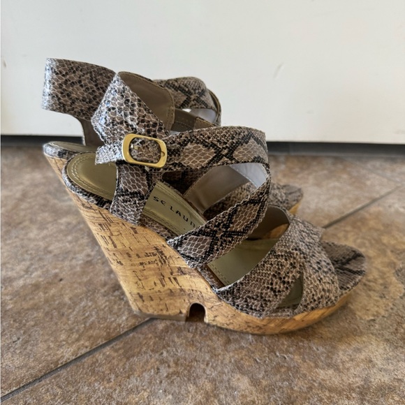Chinese Laundry Shoes - Chinese Laundry Gray and Tan Wedges with Cork Heel
